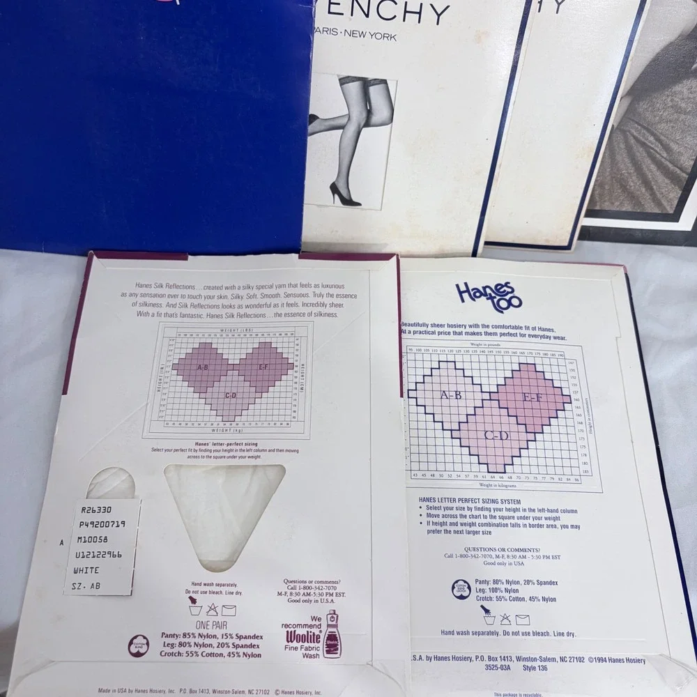Vintage Pantyhose Lot Givenchy Hanes Silk Reflections Evan Picone NOS Stockings